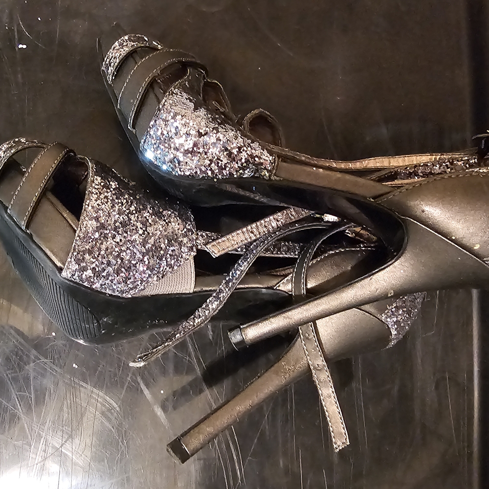 Elegant Silver Glitter/copper stilleto High Heels